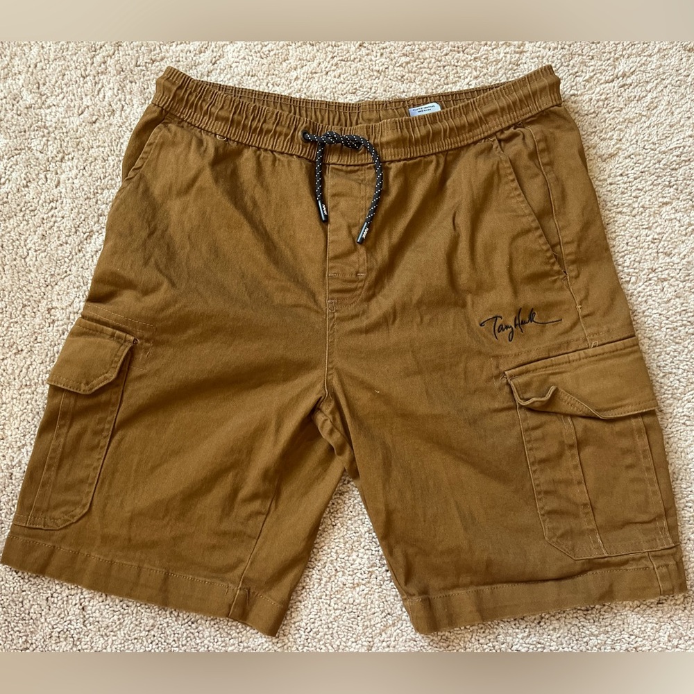 TONY HOWK brown cargo shorts with elastic waist drawstring boys size medium
